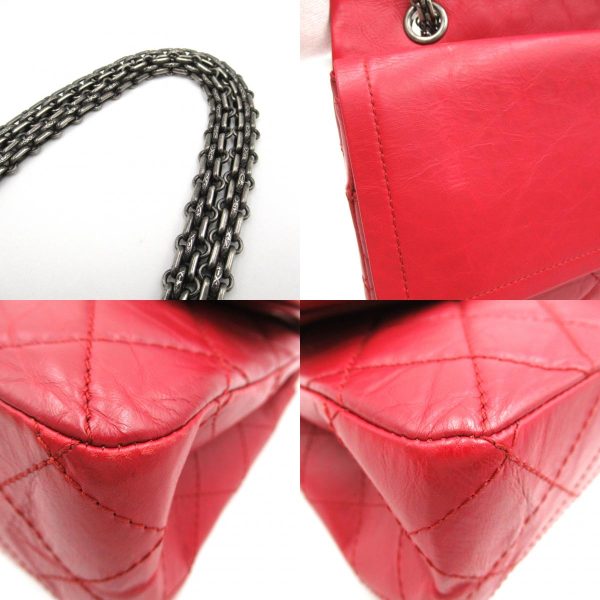 2104102267595 12c Chanel 255 Chain Shoulder Bag Leather Red