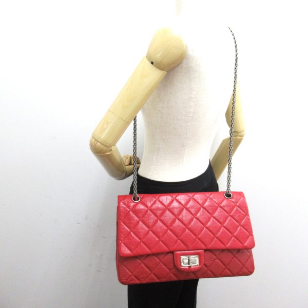 2104102267595 7 Chanel 255 Chain Shoulder Bag Leather Red