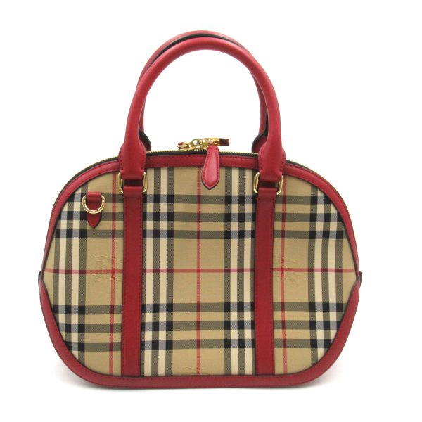 2104102271370 2 Burberry 2 Way Shoulder Bag Nylon Leather Red