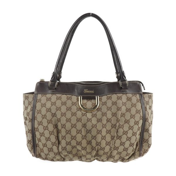 2104113007024 1 GUCCI Abbey Tote Bag GG Canvas Beige Brown