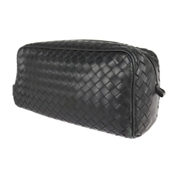 2104113007029 2 Bottega Veneta Intrecciato Leather Clutch Bag Black