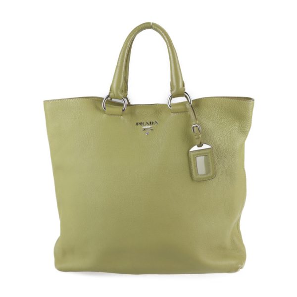 2104113007037 1 Prada Leather Shoulder Bag Yellow Green