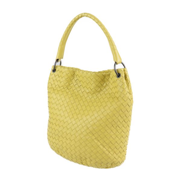 2104113007055 2 Bottega Veneta Intrecciato Leather Shoulder Bag Yellow