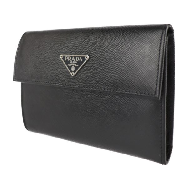 2104113007057 2 Prada Saffiano Tri Fold Leather Black