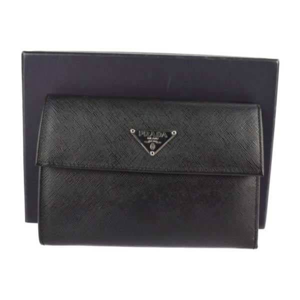 2104113007057 9 Prada Saffiano Tri Fold Leather Black