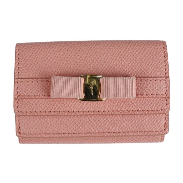 2105123008087 1 Salvatore Ferragamo Vara Leather Trifold Wallet Pink