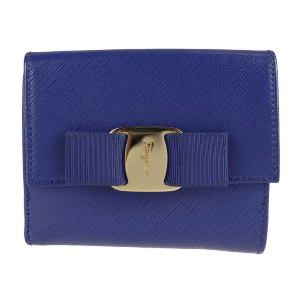 2105123008090 1 Salvatore Ferragamo Vara Leather Bifold Wallet Blue