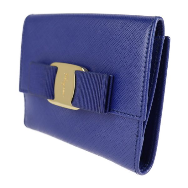 2105123008090 2 Salvatore Ferragamo Vara Leather Bifold Wallet Blue