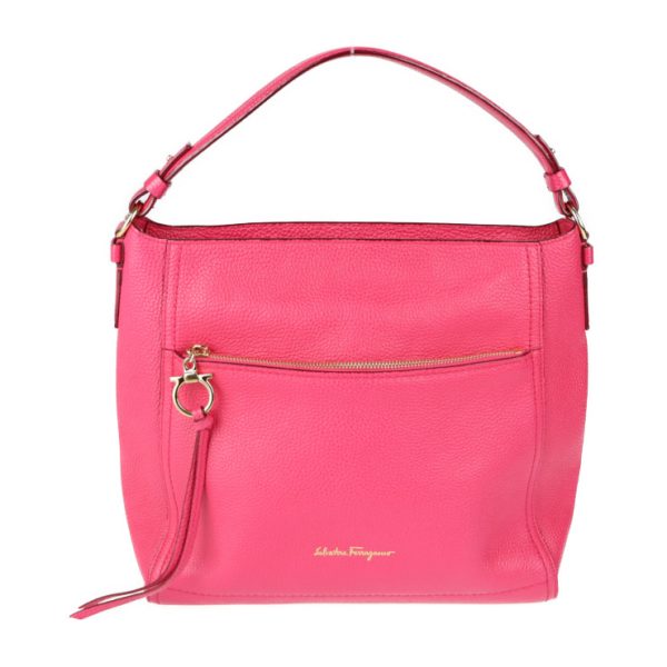 2106013002001 1 Salvatore Ferragamo Gancini Leather Handbag Pink