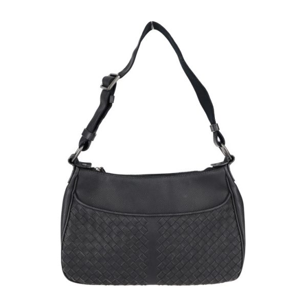 2106013002022 1 Bottega Veneta Intrecciato Shoulder Bag PVC Black