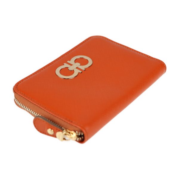 2106013002024 4 Salvatore Ferragamo Gancini Leather Coin Case Orange