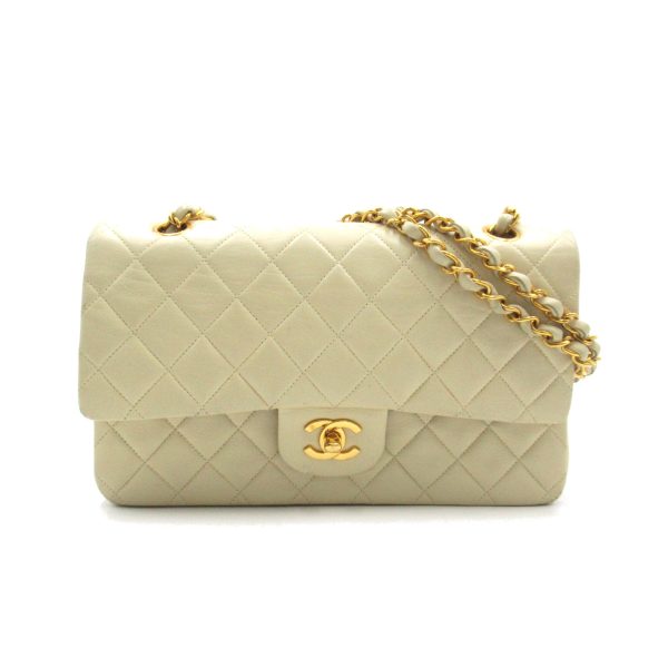 2106800520026 1 Chanel Matelasse W Flap Chain Shoulder Bag Lambskin Ivory