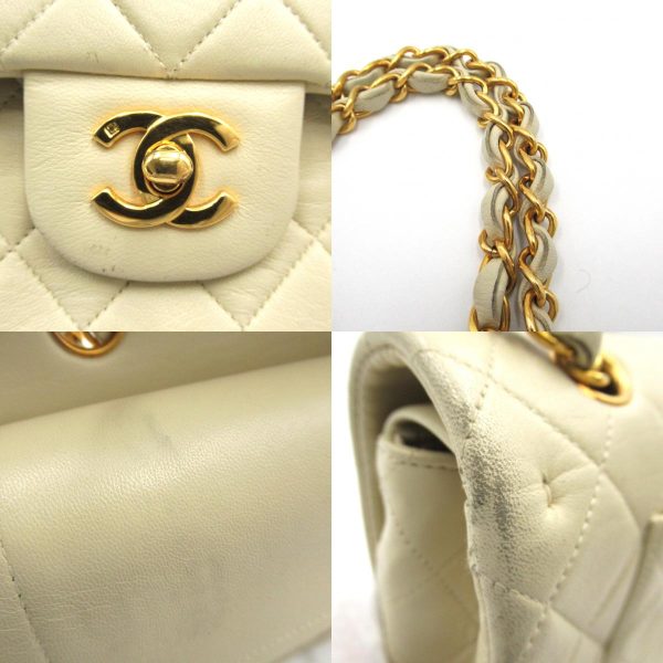 2106800520026 11c Chanel Matelasse W Flap Chain Shoulder Bag Lambskin Ivory