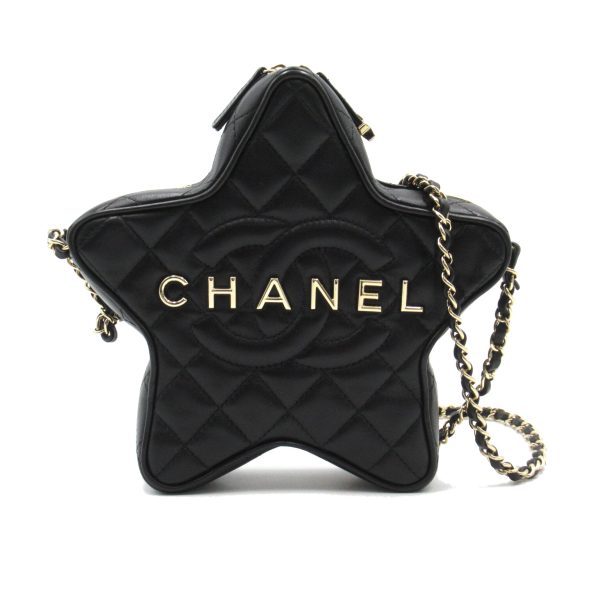 2106800523362 1 Chanel Star Shaped Chain Shoulder Bag Lambskin Black