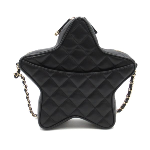 2106800523362 2 Chanel Star Shaped Chain Shoulder Bag Lambskin Black