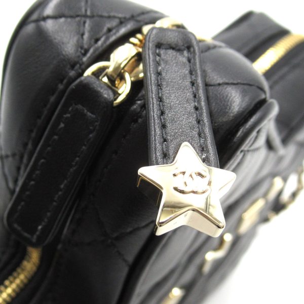 2106800523362 8 Chanel Star Shaped Chain Shoulder Bag Lambskin Black