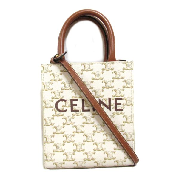 2106800523812 2 Celine Mini Vertical Cover 2way Shoulder Bag PVC Coated Canvas White