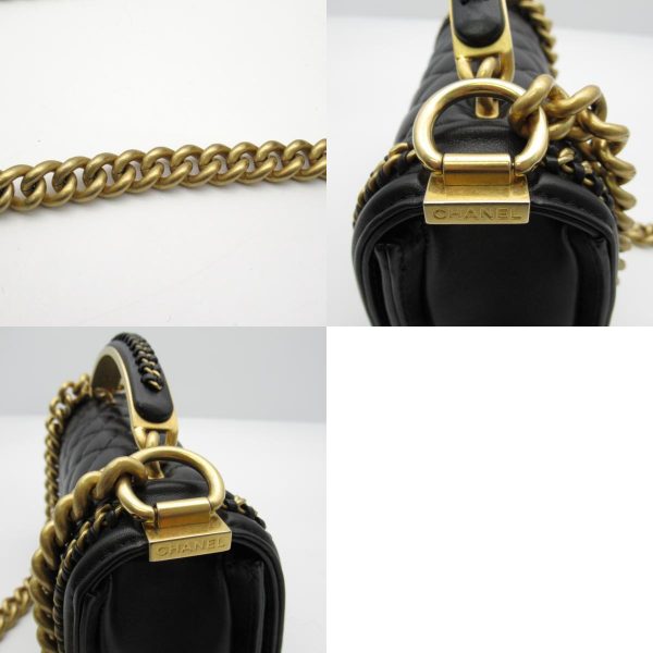 2106800532562 13c Chanel Boy Chanel Chain Shoulder Bag Leather Series Black