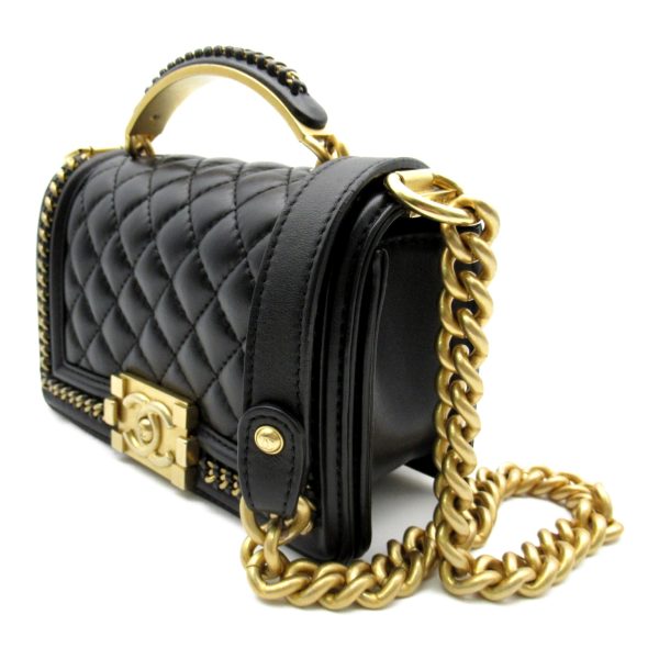 2106800532562 2 Chanel Boy Chanel Chain Shoulder Bag Leather Series Black