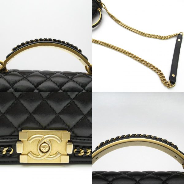 2106800532562 9c Chanel Boy Chanel Chain Shoulder Bag Leather Series Black