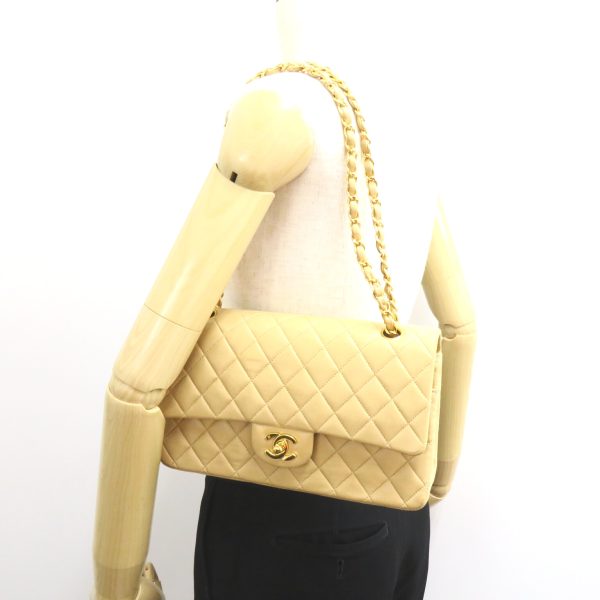 2106800541922 5 Chanel Double Flap Chain Shoulder Bag Beige