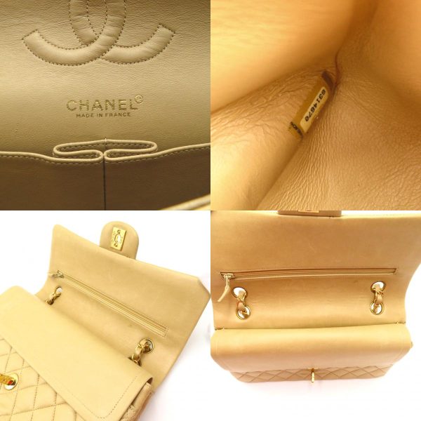 2106800541922 8c Chanel Double Flap Chain Shoulder Bag Beige