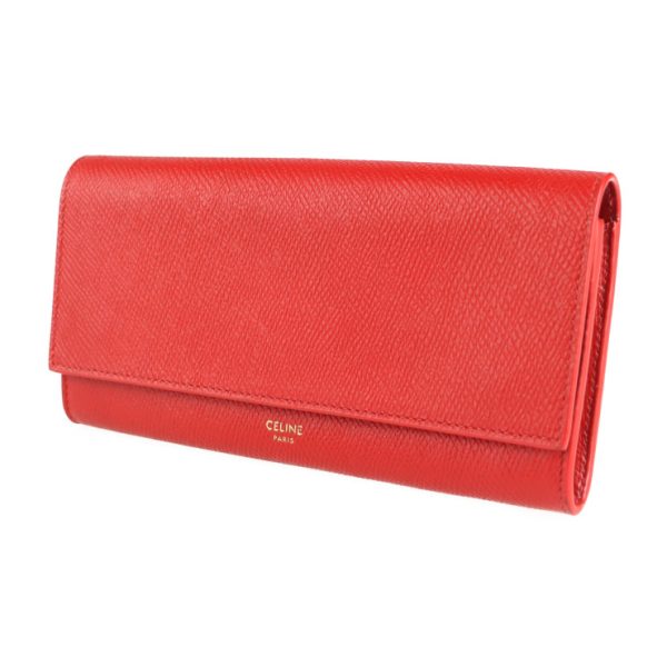 2107043007230 2 Celine Large Flap Leather Long Wallet Red Gold