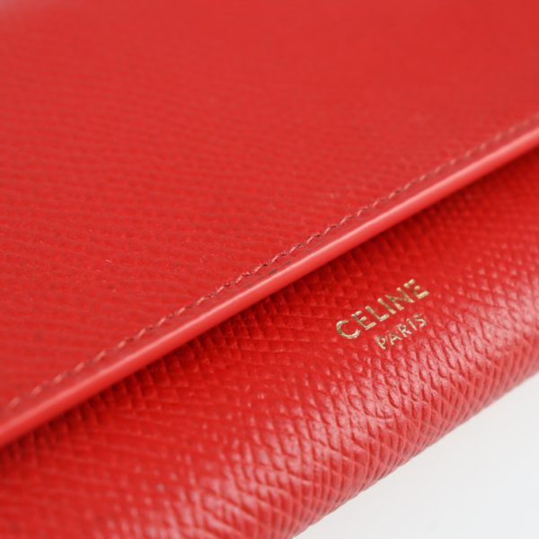 2107043007230 6 Celine Large Flap Leather Long Wallet Red Gold