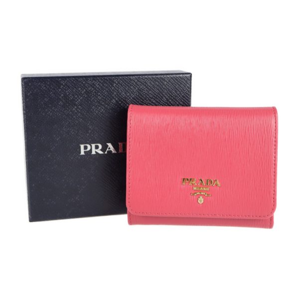 2107043007236 8 Prada Leather Tri fold Wallet Peonia