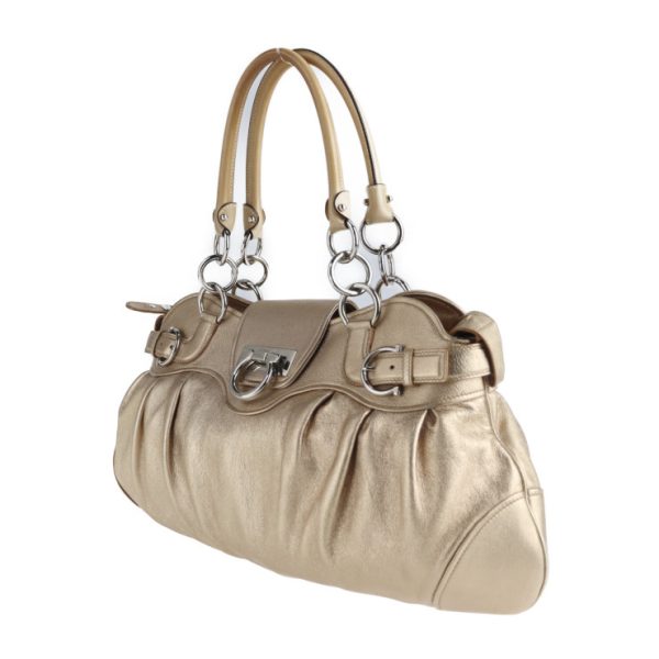 2107053007053 2 Salvatore Ferragamo Gancini Nappa Leather Handbag Beige