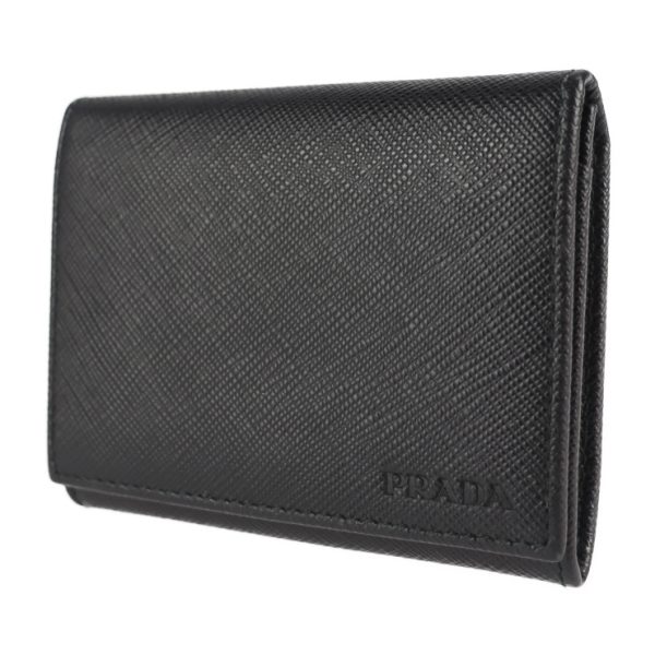 2107053007077 2 Prada Leather Business Card Holder Black