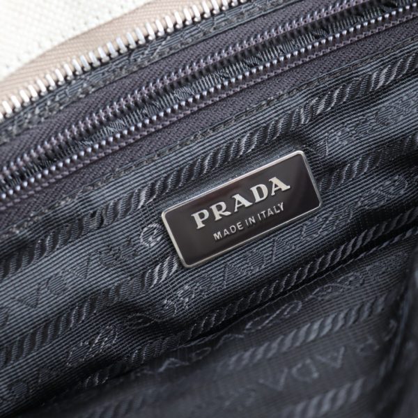 2107073002103 10 Prada Canvas Leather Handbag Beige