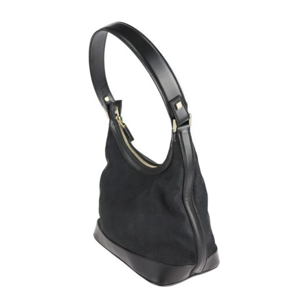 2107103007044 2 Salvatore Ferragamo Gancini Canvas Leather Shoulder Bag Black