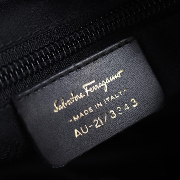 2107103007044 8 Salvatore Ferragamo Gancini Canvas Leather Shoulder Bag Black