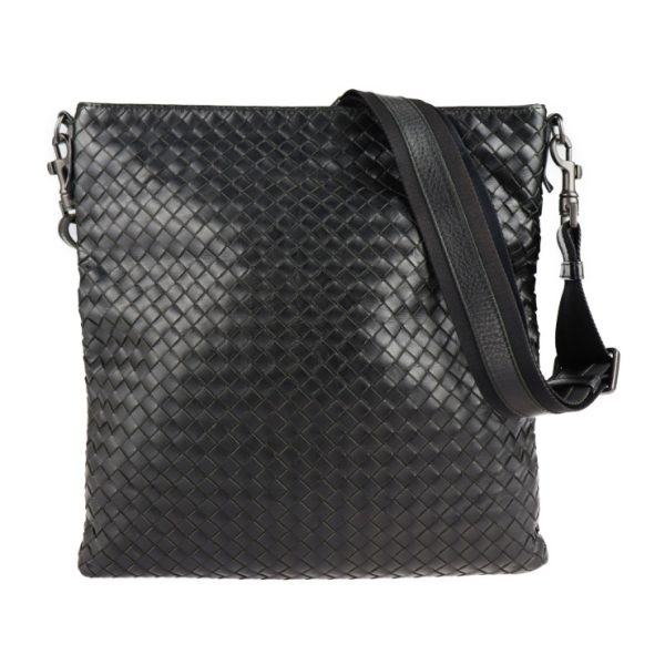 2107103007050 1 Bottega Veneta Intrecciato Leather Crossbody Bag Black