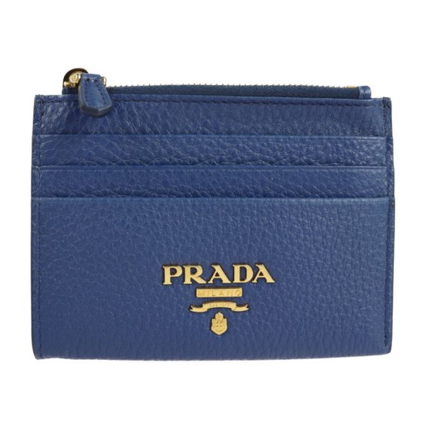 2107103007077 1 Prada Grain Calf Leather Card Case Blue