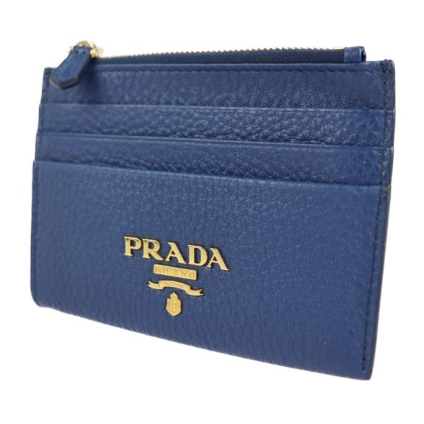 2107103007077 2 Prada Grain Calf Leather Card Case Blue