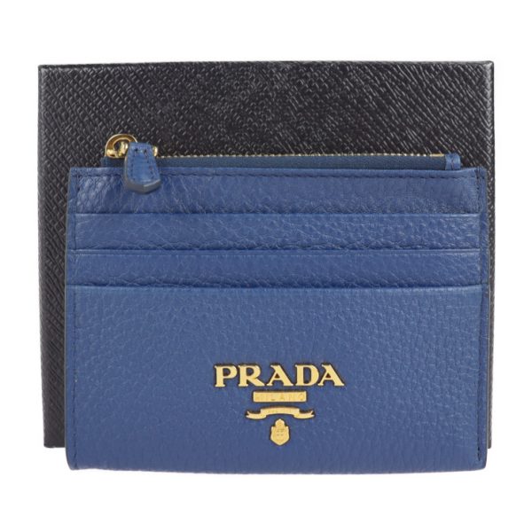 2107103007077 8 Prada Grain Calf Leather Card Case Blue