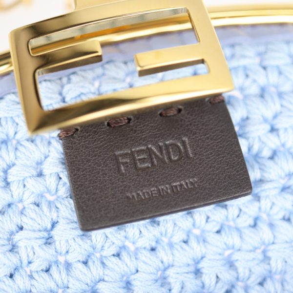 2107103007078 9 Fendi Baguette Smartphone Shoulder Bag Cotton Light Blue