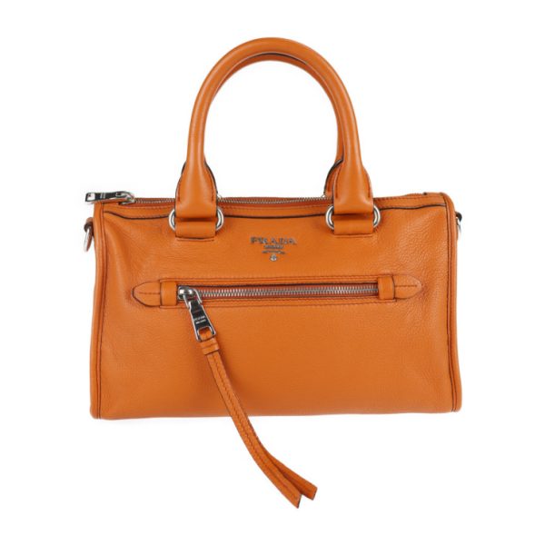 2107113008095 1 Prada Leather Shoulder Mini Boston Orange