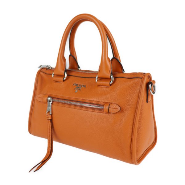 2107113008095 2 Prada Leather Shoulder Mini Boston Orange