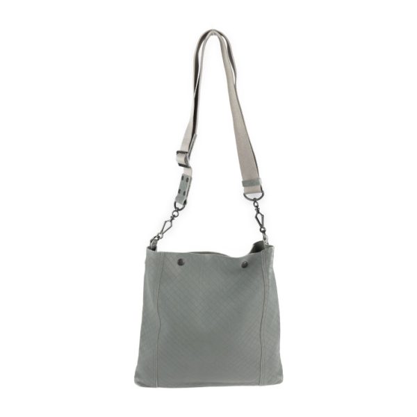 2107113008110 1 Bottega Veneta Intreccio Mirage Leather Crossbody Bag Gray