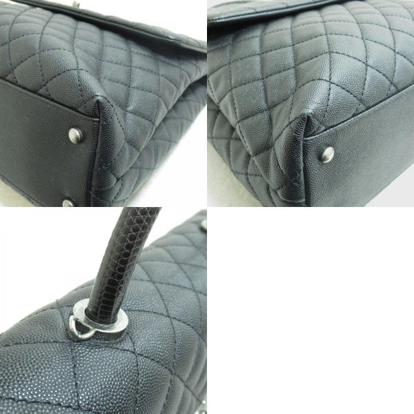 2107400213707 11c Chanel Coco Handle Two Way Shoulder Bag Caviar Skin Lizard Black