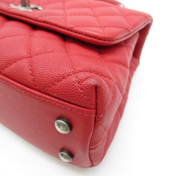 2107600965666 5 Chanel Coco Handle Two Way Shoulder Bag Caviar Skin Series Red