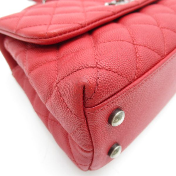 2107600965666 6 Chanel Coco Handle Two Way Shoulder Bag Caviar Skin Series Red