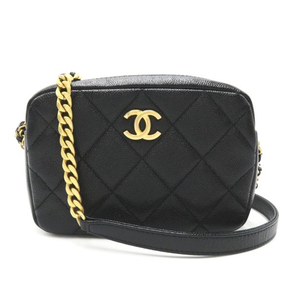 2107600973333 1 Chanel Chain Shoulder Bag Caviar Skin Black