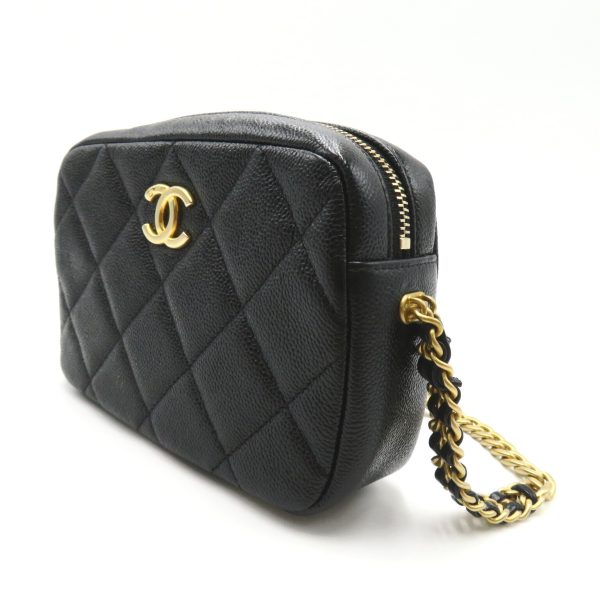 2107600973333 3 Chanel Chain Shoulder Bag Caviar Skin Black