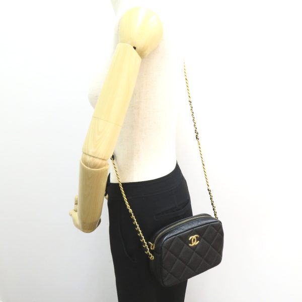 2107600973333 5 Chanel Chain Shoulder Bag Caviar Skin Black