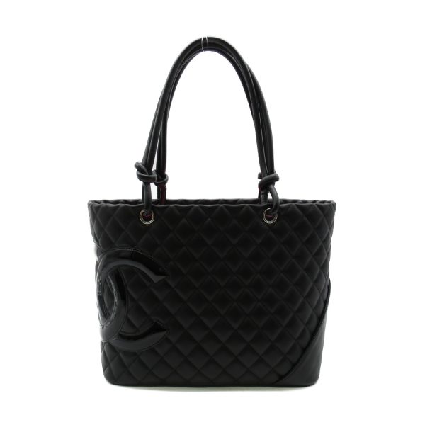 2107600975580 1 Chanel Cambon Line Large Tote Bag Leather Enamel Series Black