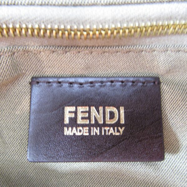 2107600975894 11 Fendi Zucchino Bucket Shoulder Bag Canvas Dark Brown